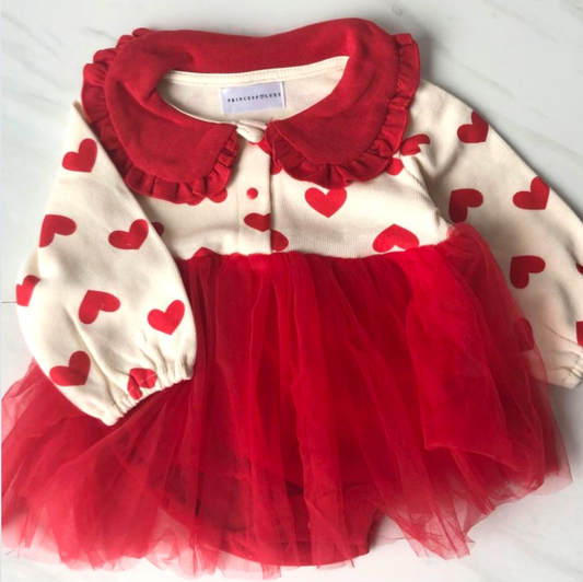 Anne Heart Onesie Dress with Cardigan