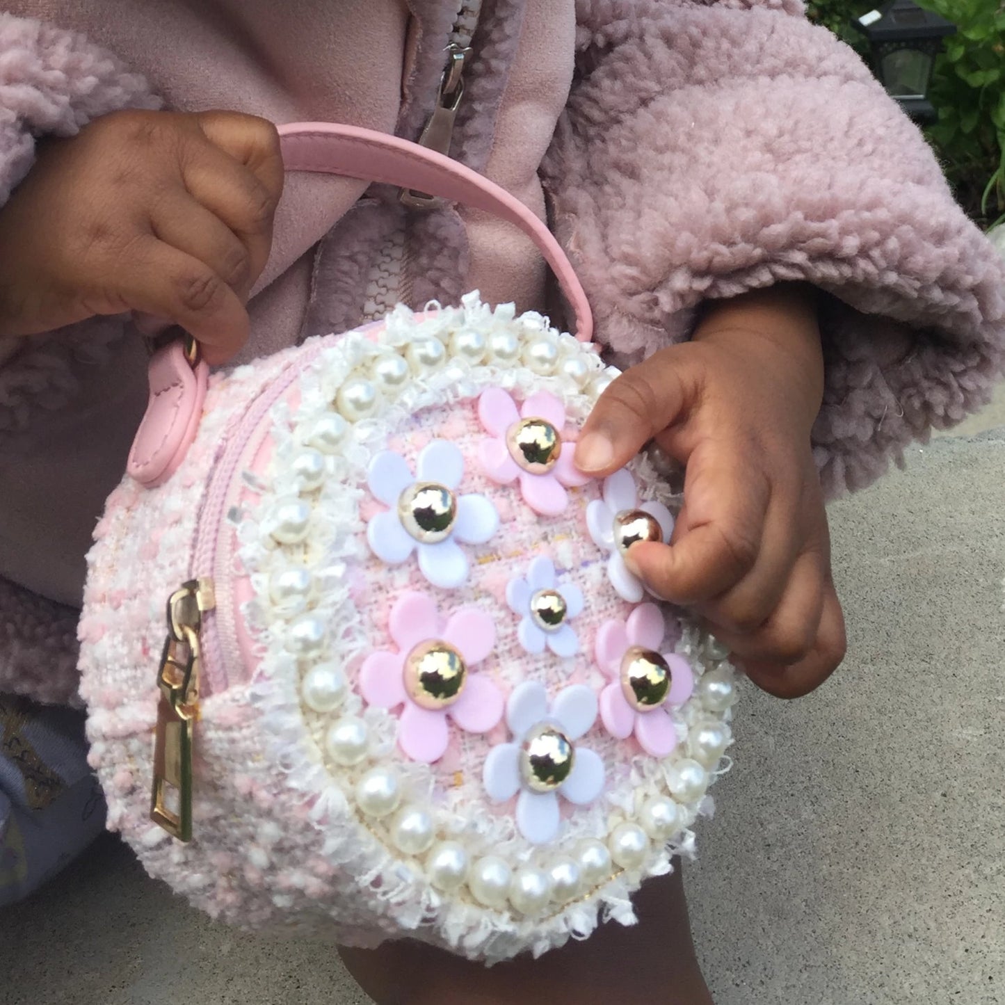 Tweed Circle Flower Girl Bag